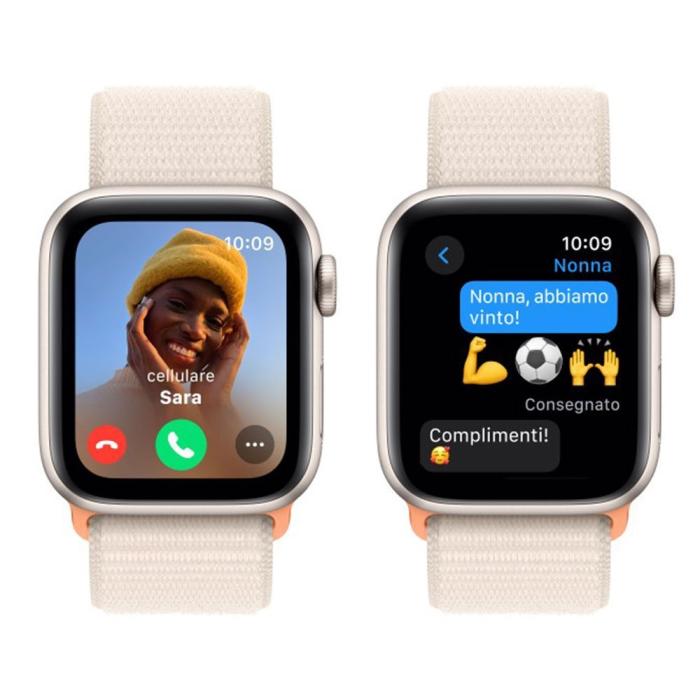 Apple - Apple Watch SE 2nd Gen 2023 40mm 4G Starlight Aluminium Sports Loop - Starlight