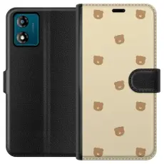 Gustaf - Pl&aring;nboksfodral till Motorola Moto E13 med Bj&ouml;rnm&ouml;nster