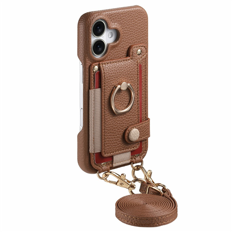 Mobilskal till iPhone 17 med Korthållare Ring Kickstand - Brun (Brun) | 2353 | AlltMobil