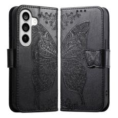OEM - Pl&aring;nboksfodral f&ouml;r Samsung Galaxy S26 Konstl&auml;der med rem - Svart