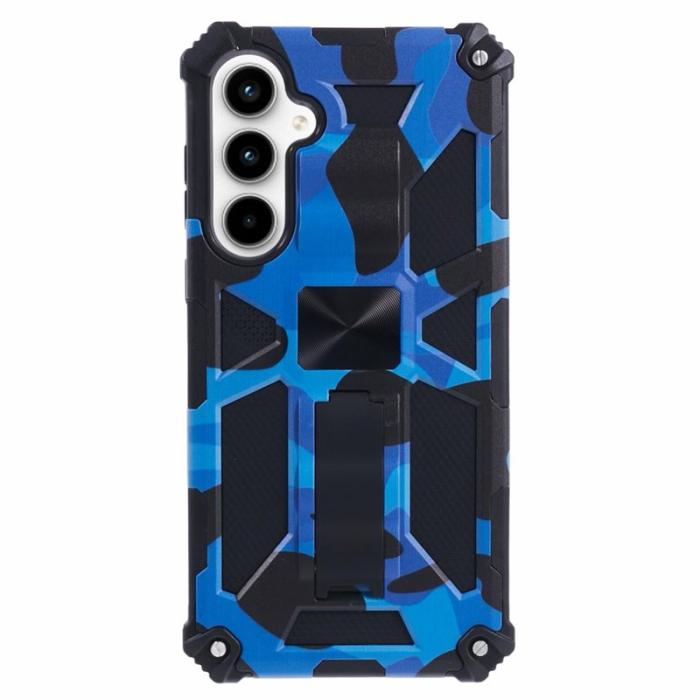 OEM - Mobilskal för Samsung Galaxy S26 Kickstand PC + TPU - Kamouflage Blå