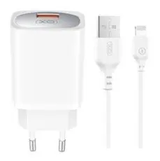 XO - XO Väggladdare 18W USB med Lightning Kabel QC CE19 - Vit