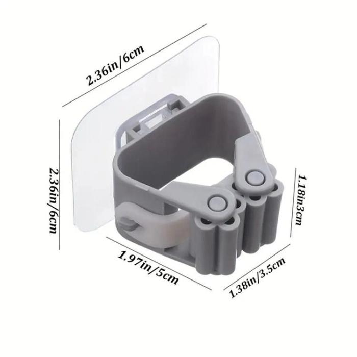 OEM - Väggmonterad Kvastmopphållare Självhäftande - Grå