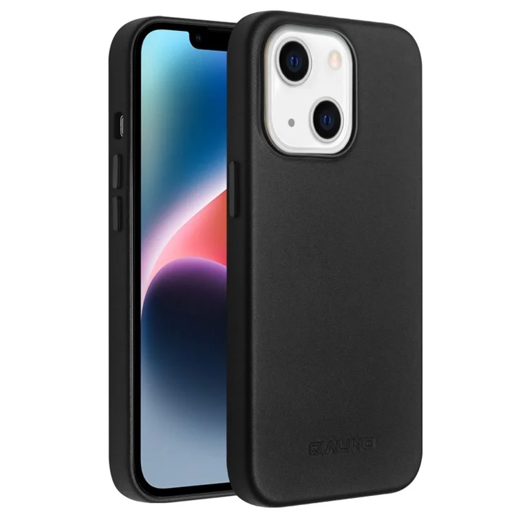QIALINO iPhone 14 Mobilskal MagSafe Äkta Läder - Svart | 2353 | AlltMobil
