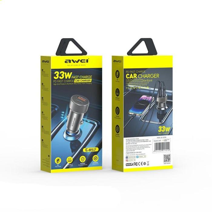 Awei - Awei Billaddare 33W 1xUSB-C 1xUSB-A C-857 - Brun