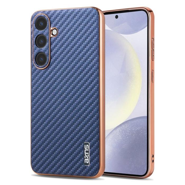 AZNS - AZNS Samsung Galaxy S25 Fodral Electroplating Carbon Fiber - Blå