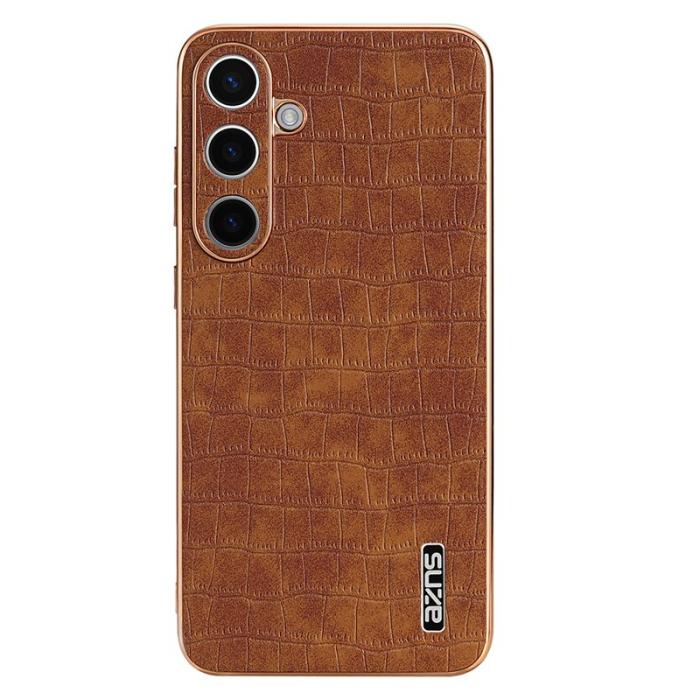 AZNS - AZNS Samsung Galaxy S25 Fodral Electroplating KonstLäder - Brun