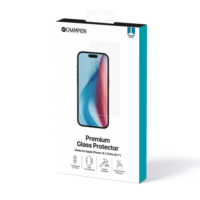 Champion - CHAMPION iPhone 15 Härdat Glas Skärmskydd
