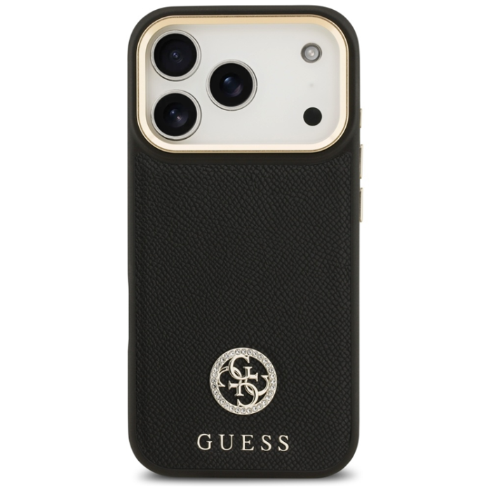 Guess - Guess iPhone 17 Pro Max Mobilskal Magsafe Grained Strass Logo - Svart