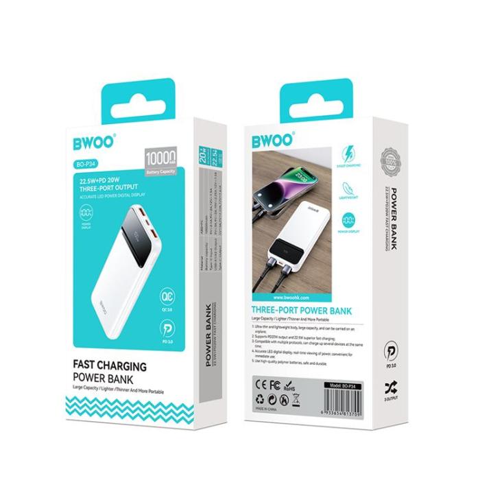 BWOO - BWOO Powerbank 10000 mAh 22.5W Ultra thin - Vit