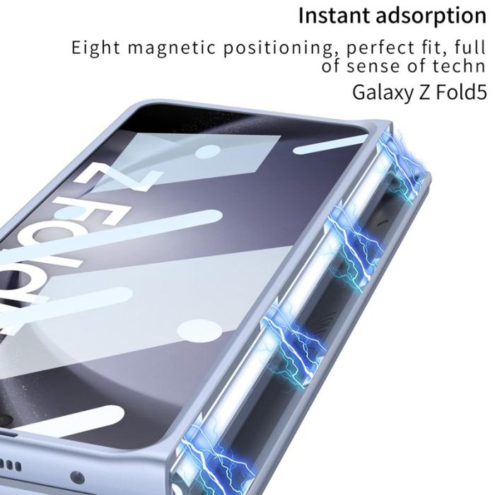 GKK - GKK Samsung Galaxy Z Fold5 Fodral Äkta läder - Silver / Rosa