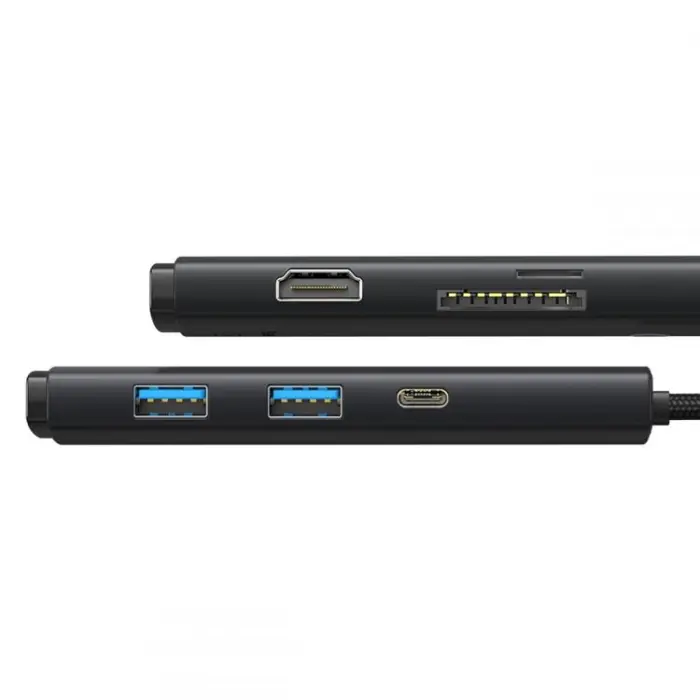 BASEUS - Baseus Lite Series 6-Port HUB Adapter USB-C - Svart