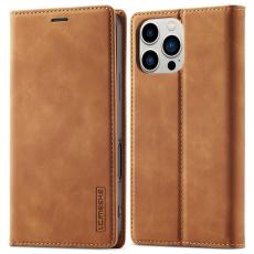 LC.imeeke - LC.IMEEKE iPhone 16 Pro Pl&aring;nboksfodral Konstl&auml;der- Brun