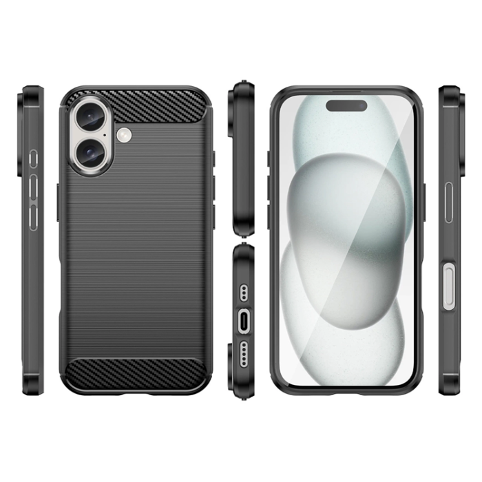 OEM - iPhone 16 Plus Mobilskal Silikon Carbon - Svart