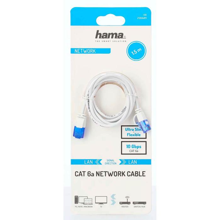 Hama - Hama Nätverkskabel CAT6a Slim U/UTP 1.5m - Vit