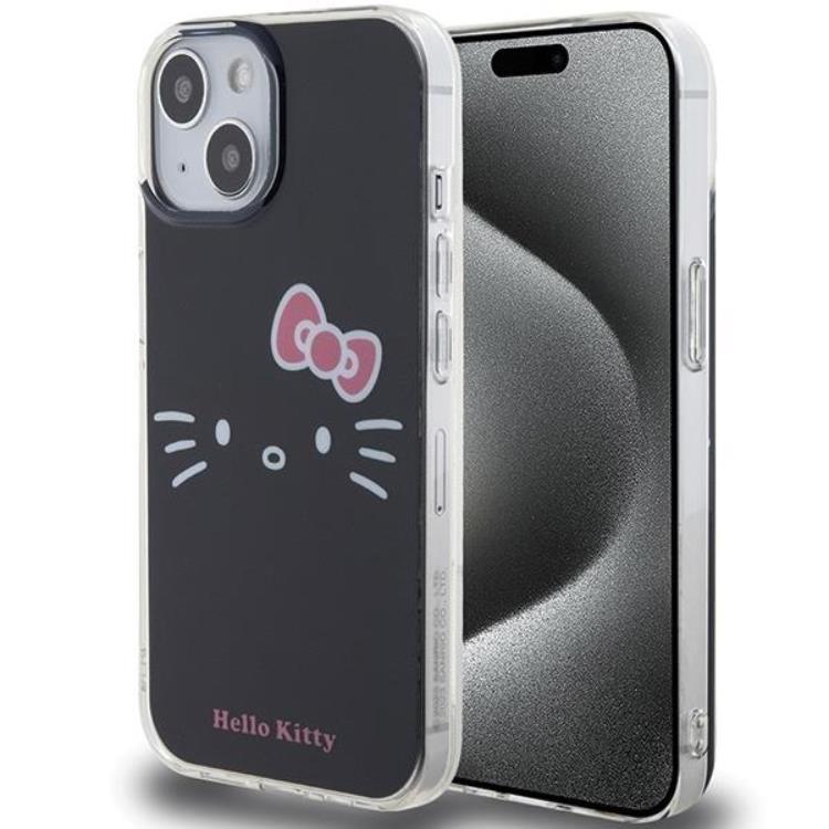 Hello Kitty iPhone 15 Mobilskal Hello Kitty IML Kitty Face - Svart | 2353 | AlltMobil