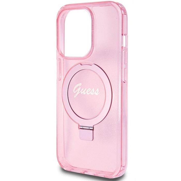 Guess - Guess iPhone 15 Pro Mobilskal Ringhållare Magsafe Glitter Script