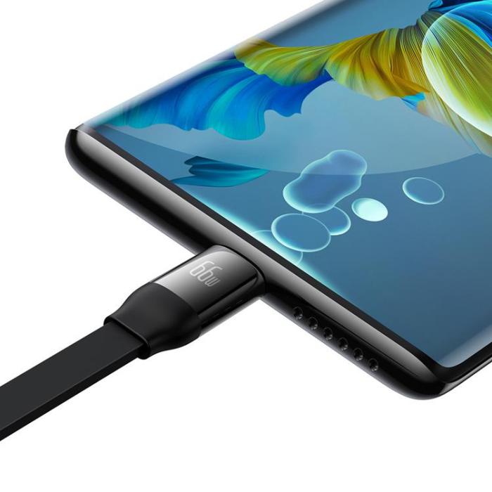 UTGATT1 - Baseus Retractable 3in1 microUSB/Lightning/Typ-C 66W 1.1m - Svart
