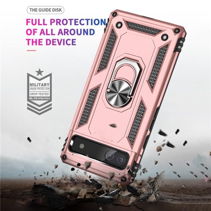A-One Brand - Google Pixel 6a Skal Ringhållare Kickstand - Rosa Guld
