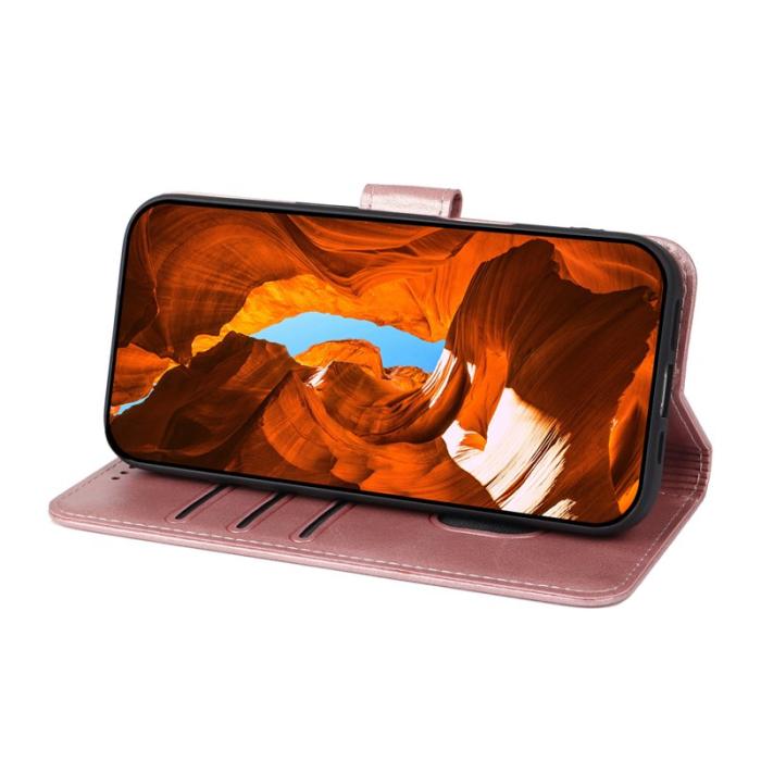 OEM - Samsung Galaxy S26 Fodral Ställ Magnetisk Stängning Äkta Läder - Roséguld