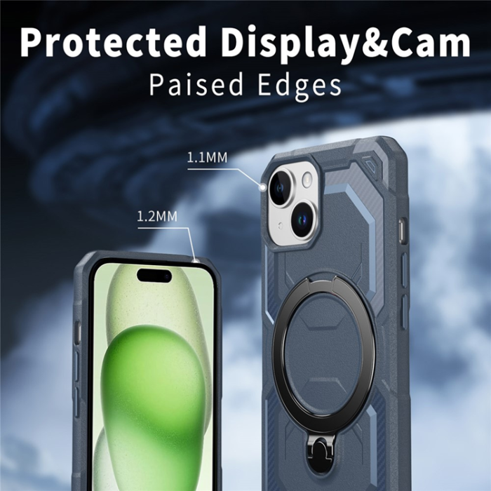 A-One Brand - iPhone 15 Mobilskal MagSafe Kickstand TPU + PC - Blå