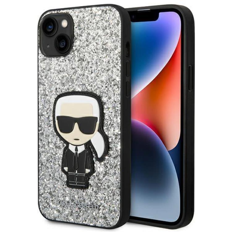 Karl Lagerfeld iPhone 14 Plus Skal Glitter Flakes Ikonik - Silver | 2353 | AlltMobil
