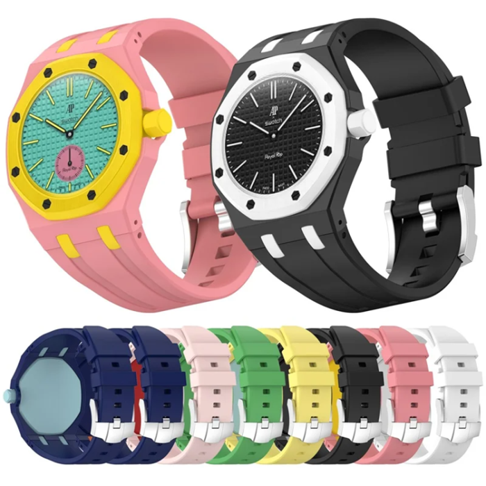 A-One Brand - Swatch Royal Pop Silikonarmband med Integrerat Skyddsskal - Grön