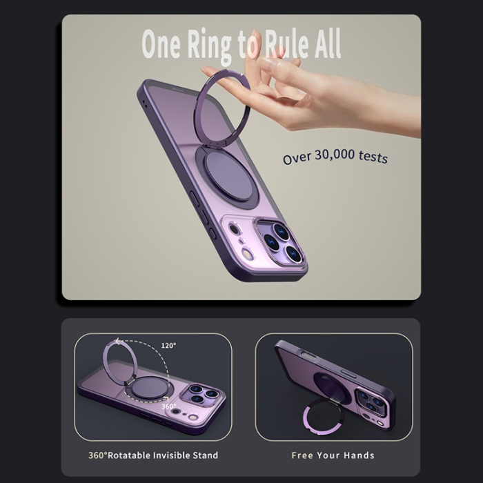 A-One Brand - iPhone 17 Pro Mobilskal MagSafe TPU+PC Kickstand - Lila