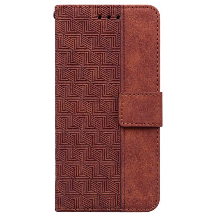OEM - Samsung Galaxy S26 / S26 Pro Fodral Geometriskt Mönster Äkta Läder - Brun