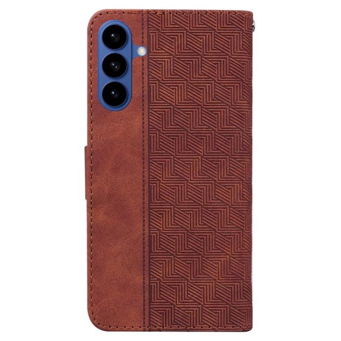 OEM - Samsung Galaxy S26 / S26 Pro Fodral Geometriskt Mönster Äkta Läder - Brun