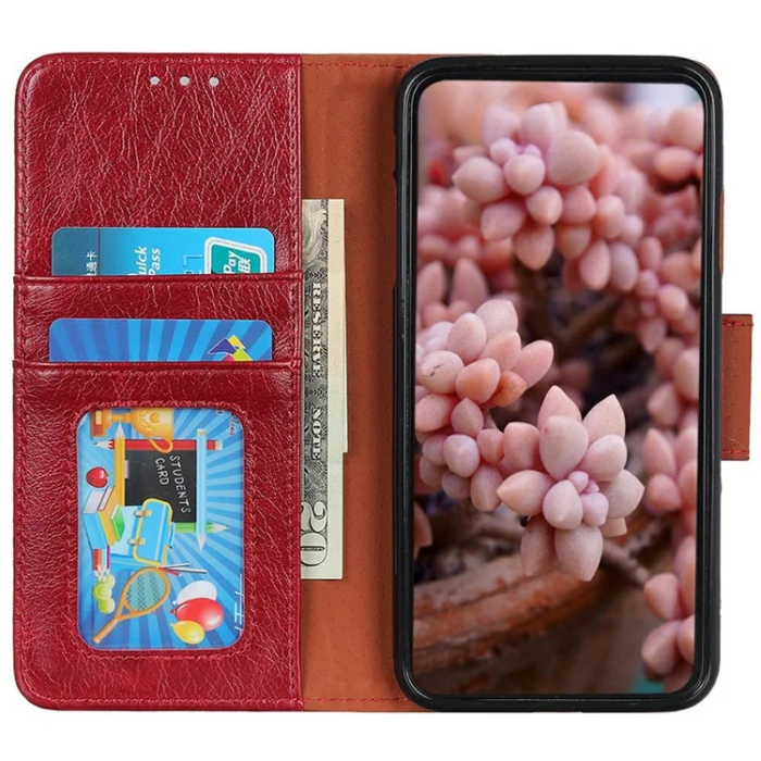 A-One Brand - Sony Xperia 1 VII Plånboksfodral Äkta Läder - Röd