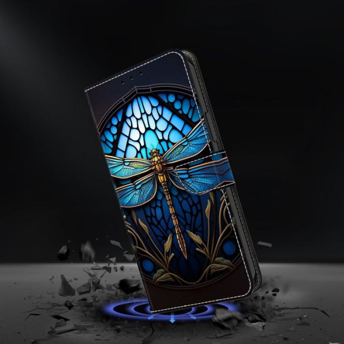 OEM - Samsung Galaxy S26 Plånboksfodral TPU + Konstläder Flip - Blå Trollslända