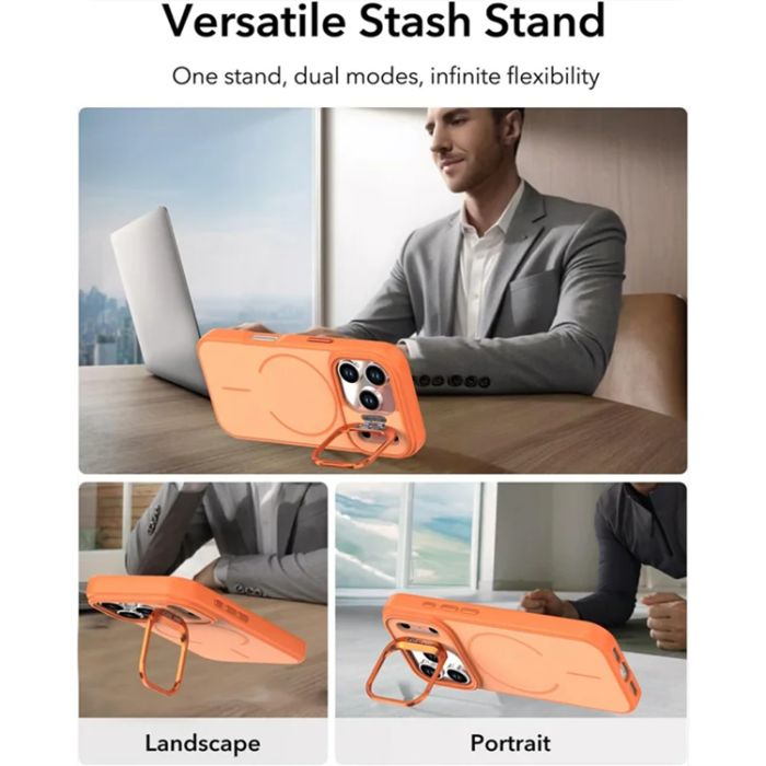 A-One Brand - iPhone 17 Pro Max Mobilskal MagSafe Skin-Touch Kickstand - Blå