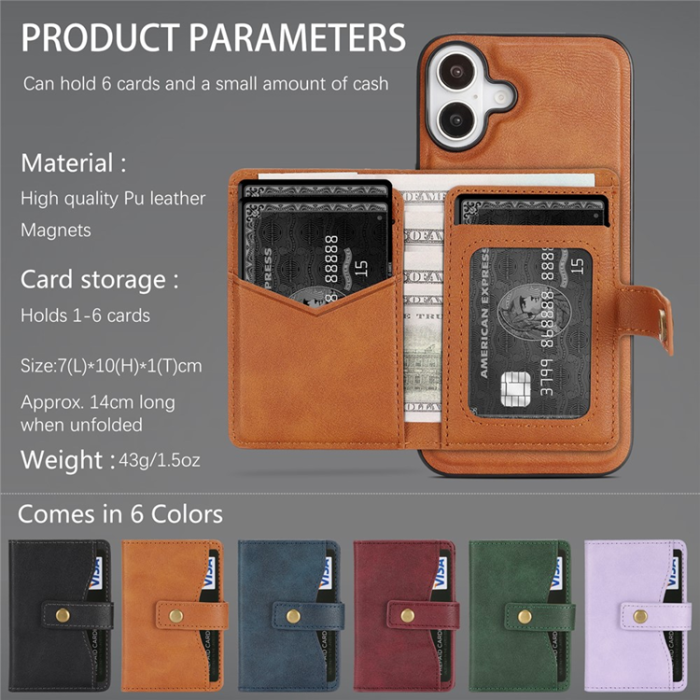 A-One Brand - iPhone 17 Mobilskal MagSafe Detachable Korthållare - Brun