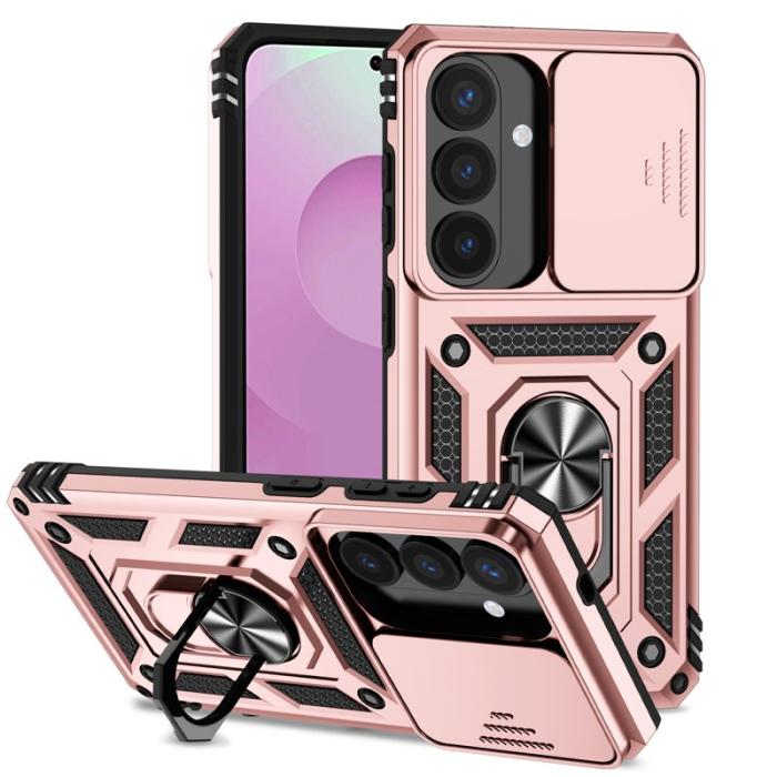 OEM - Mobilskal till Samsung Galaxy S26 Plast med Linsskydd Ställ - Roséguld
