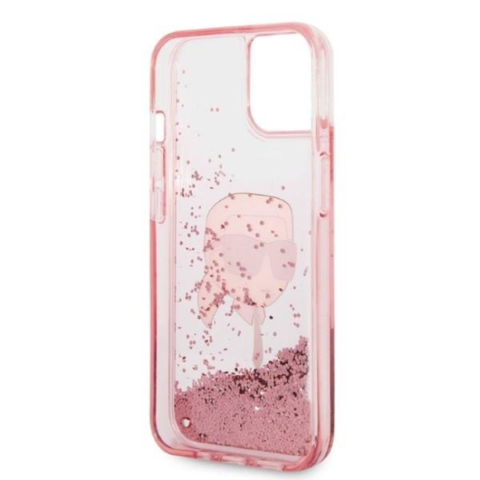 KARL LAGERFELD - Karl Lagerfeld iPhone 14 Plus Skal Liquid Glitter Head - Rosa