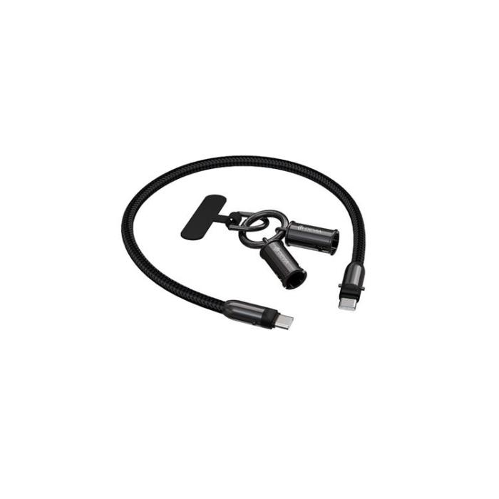 Devia - Devia 2in1 USB-C till USB-C Kabel 60W 0.3m Lanyard - Svart