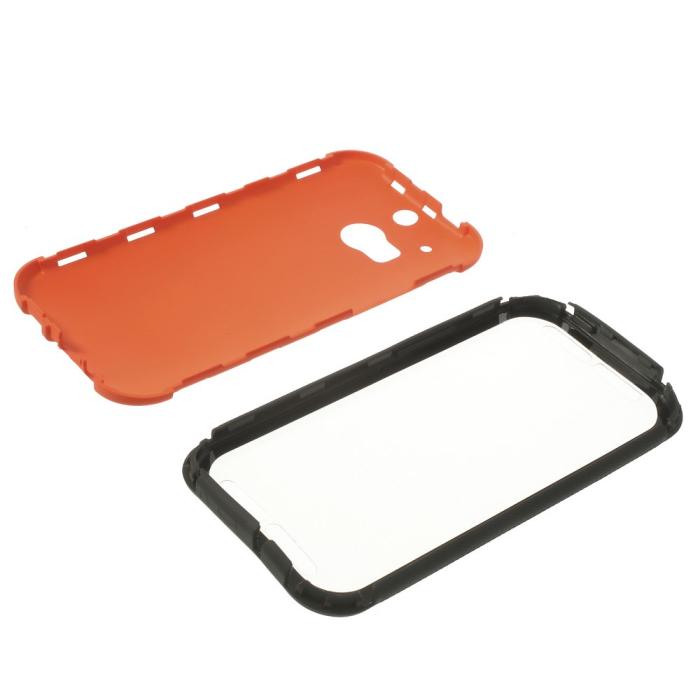 UTGATT4 - Combo Skal med inbyggd skärmskydd till HTC One M8 (Orange)
