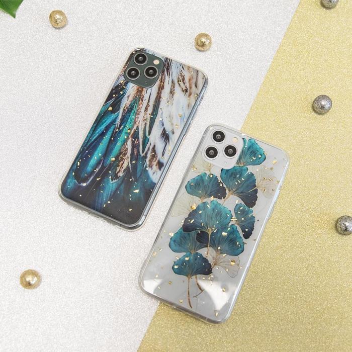 OEM - Guldglamourskal till Samsung Galaxy A55 5G med löv