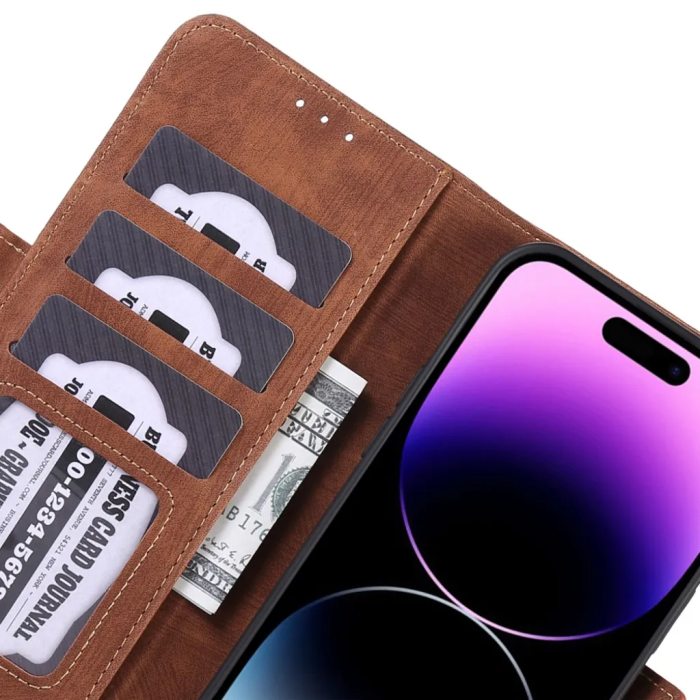 ABEEL - ABEEL iPhone 15 Pro Plånboksfodral - Brun