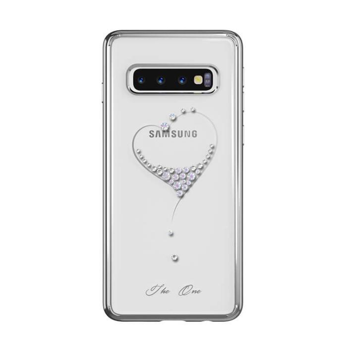 UTGATT5 - Kingxbar Wish Series skal dekorerad Galaxy S10 Plus Silver
