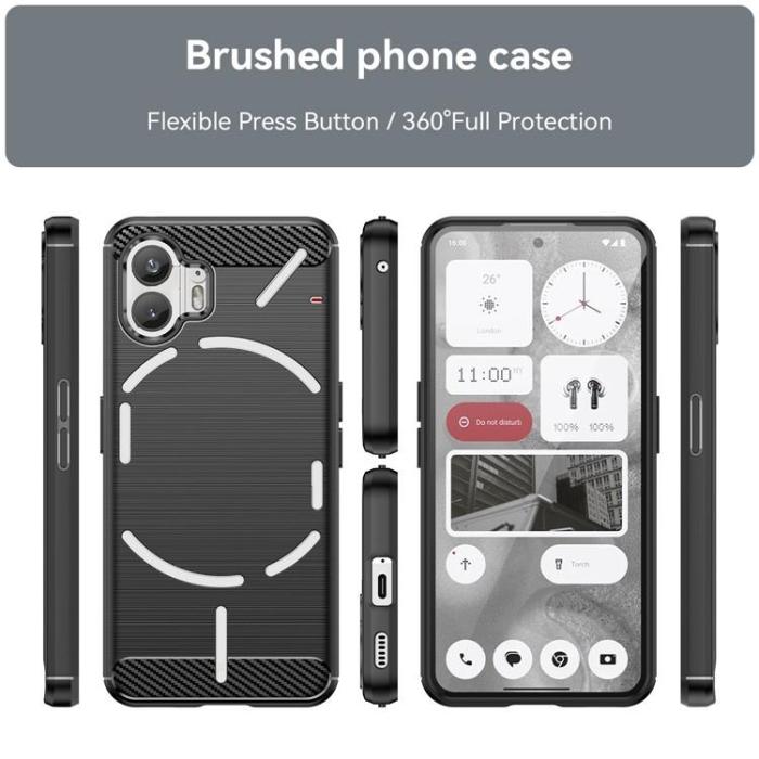 A-One Brand - Nothing Phone 2 Mobilskal Carbon Fiber Brushed - Svart
