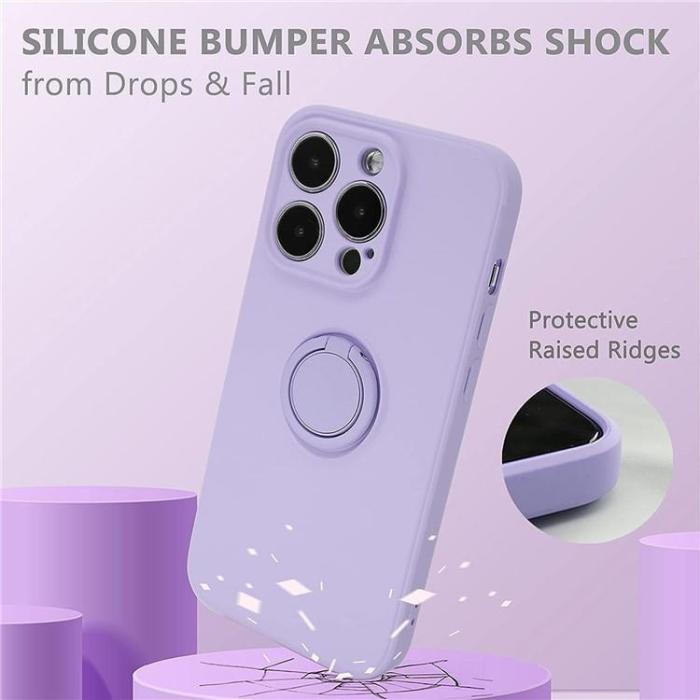 OEM - iPhone 15 Pro Max Mobilskal Ringhållare Liquid Silikon - Ljuslila