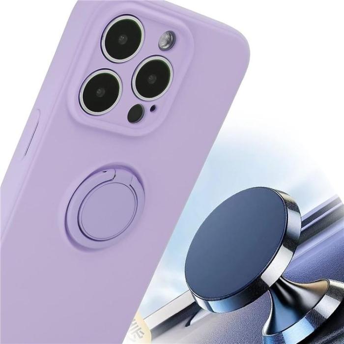 OEM - iPhone 15 Pro Max Mobilskal Ringhållare Liquid Silikon - Ljuslila