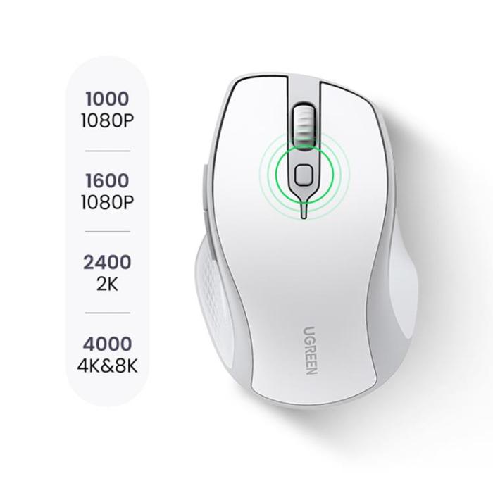 Ugreen - Ugreen Ergonomisk Trådlös Mus Bluetooth 2.4 GHz - Vit