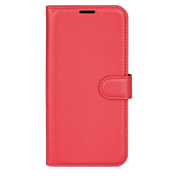 OEM - Litchi Flip iPhone 14 Pro Max Plånboksfodral - Röd