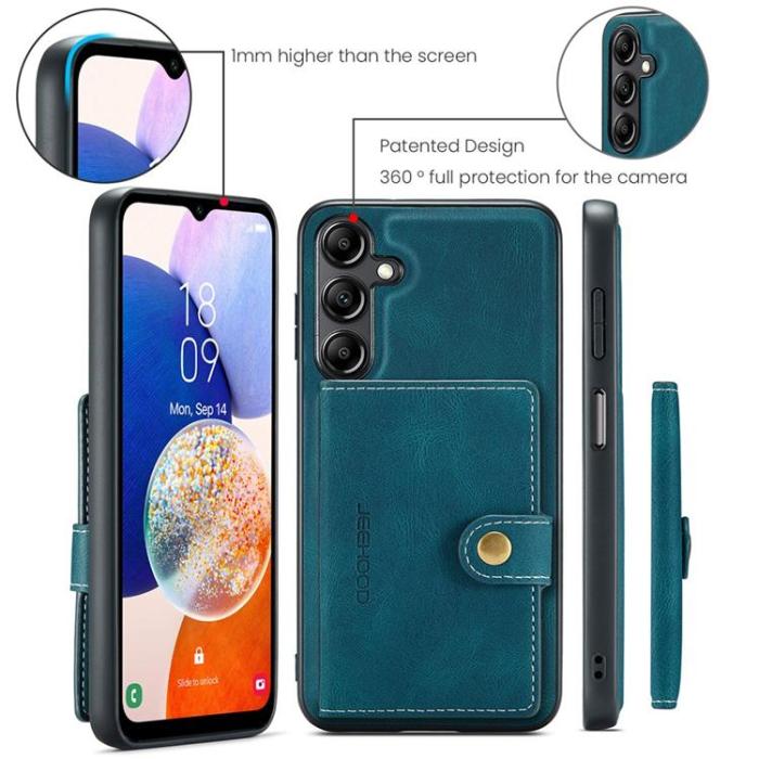 OEM - JEEHOOD Samsung Galaxy A14 4G/5G Mobilskal KonstLäder - Blå