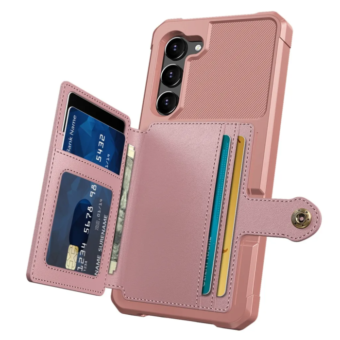 Taltech - Galaxy S23 Plus Mobilskal Korthållare Kickstand - Rosa