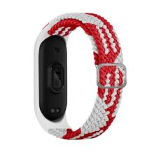 Beline - Beline Mi Band 7/6/5 Armband Textil - R&ouml;d/Vit