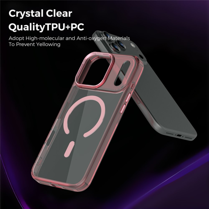 A-One Brand - iPhone 17 Pro Max Mobilskal MagSafe Transparent TPU+PC - Rosa